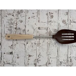 Vintage Slotted Spoon Brown Nylon Head Cream Melamine Handle Retro Kitchen Tool